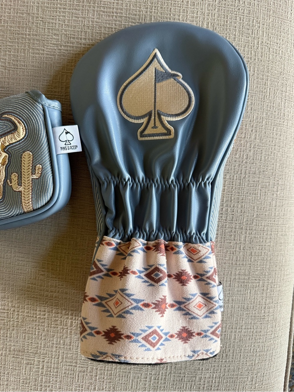 PINS & ACES Western Aesthetic Patterned Women's Golf Headcover & Putter Cover